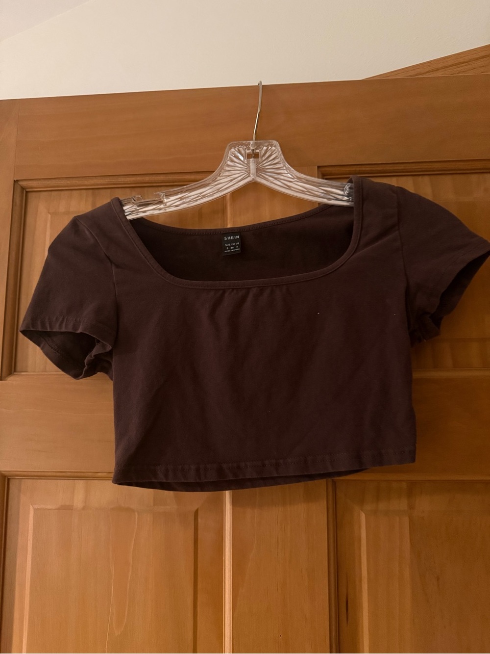 SHEIN Dark Brown Scoop Neck Crop Top
